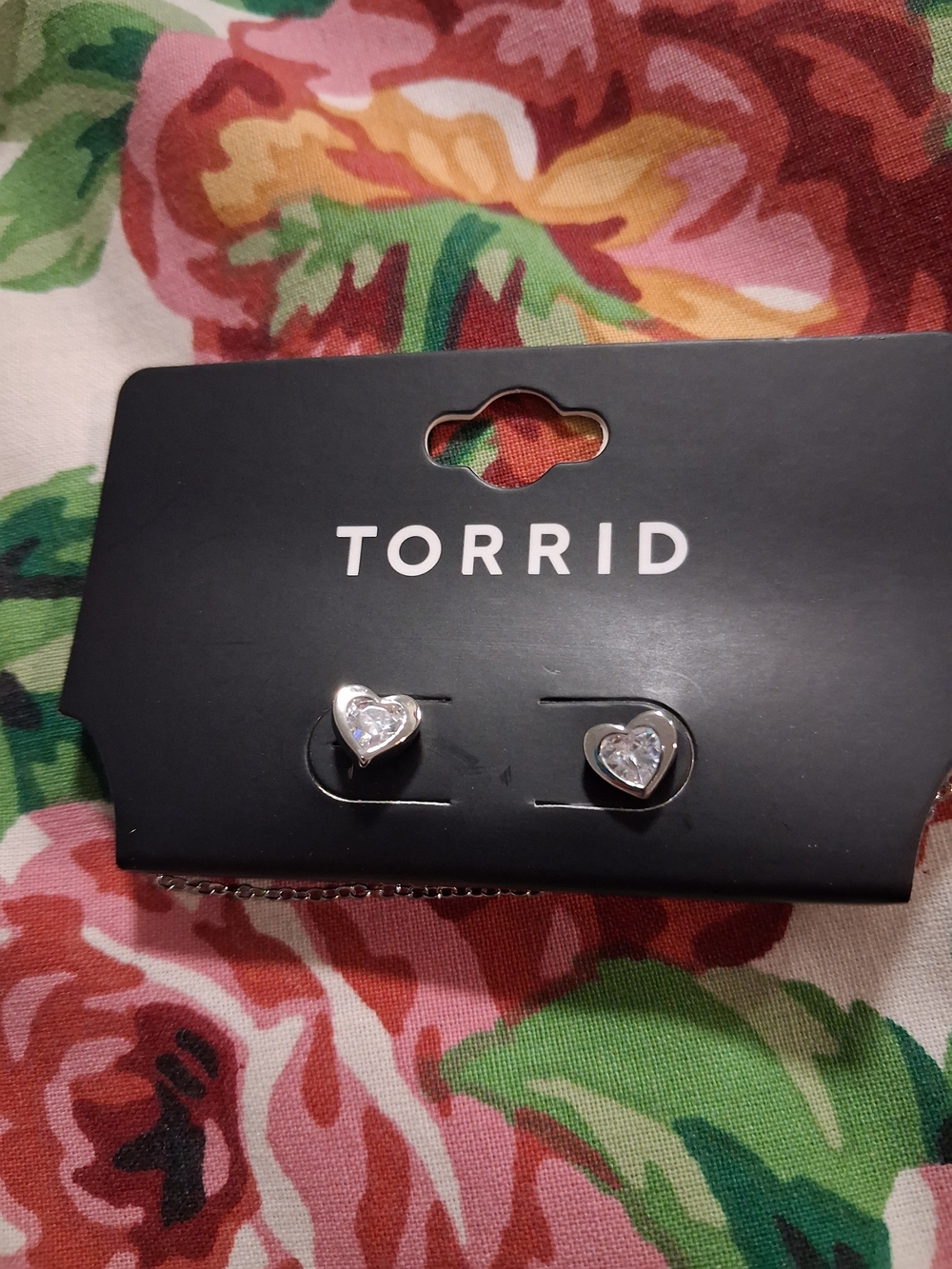 Torrid Silver Heart Stud Earrings with Clear Stones